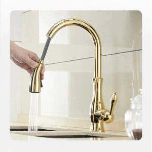 robinet cuisine doré