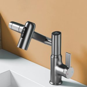 robinet salle de bain numérique argenté