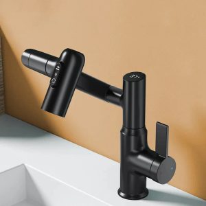 robinet numérique salle de bain noir