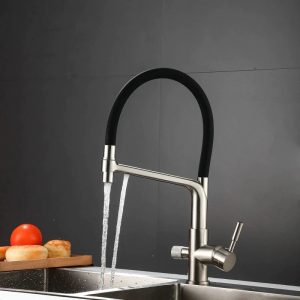 robinet cuisine flexible argenté
