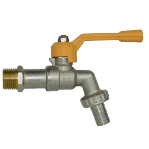 Robinet extérieur de jardin 1 sortie vanne jaune argenté laiton