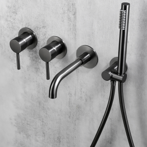 douche encastré gris brossé