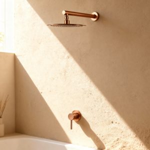 colonne de douche or rose brossé