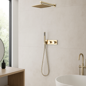 colonne de douche or brossé