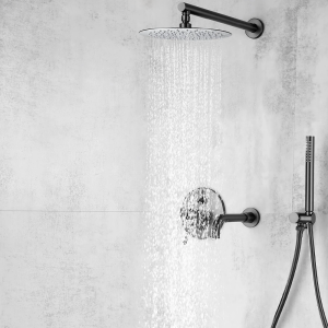 colonne de bain encastrée gris brossé