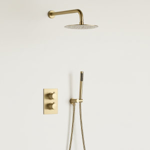 colonne douche encastrée or brossé