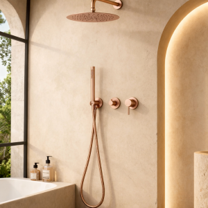 colonne de douche encastrée or rose