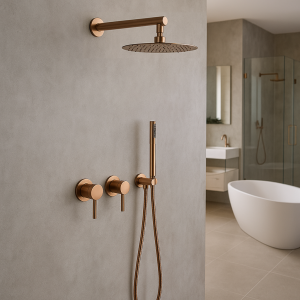 colonne de douche encastrée or rose