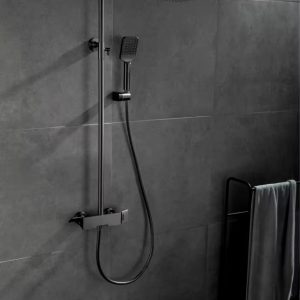 colonne de douche et bain gris brossé