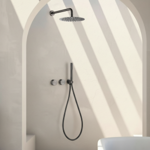 colonne de douche gris brossé