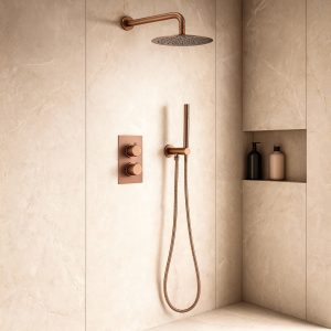 colonne de douche or rose brossé