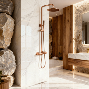 colonne de douche or rose