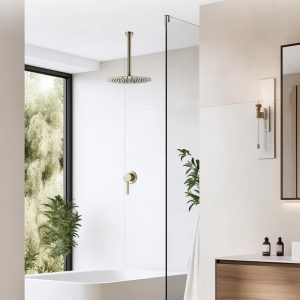 colonne de douche dorée