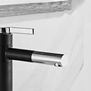 robinet salle de bain noir argenté