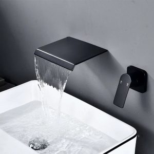 robinet lavabo mural noir