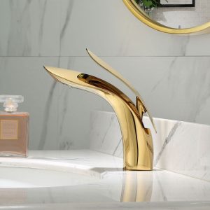 robinet lavabo doré
