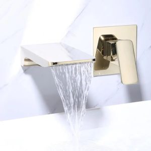 robinet salle de bain doré