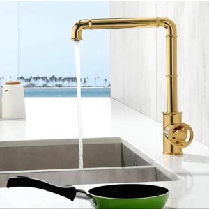 robinet évier cuisine doré