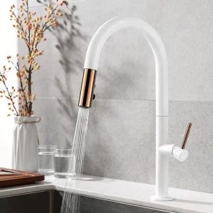 robinet évier cuisine doré rose