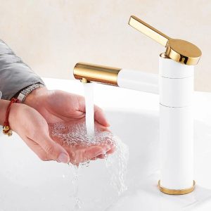 robinet rallonge blanc doré