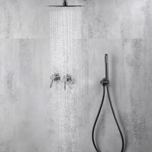 colonne de douche gris brossé