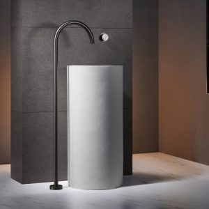 robinet moderne gris brossé lavabo