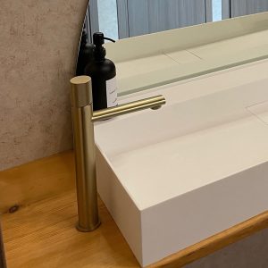 mitigeur salle de bain or brossé