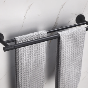 double porte serviettes noir mate strié