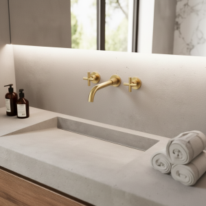 Robinet de lavabo or brossé