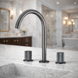 robinet salle de bain en gris brossé