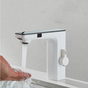 robinet lavabo tactile blanc