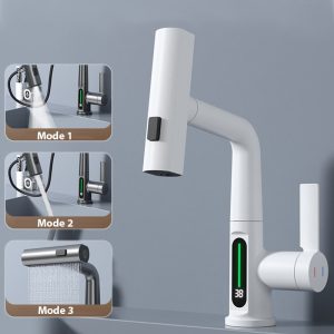 Robinet évier affichage température blanc