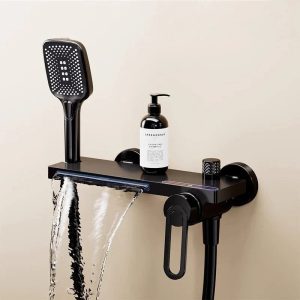 robinet baignoire cascade noir