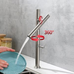 robinet cuisine bambou argenté