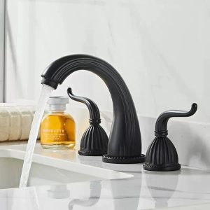 robinet salle de bain rétro noir