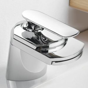 robinet lavabo design large cascade argenté