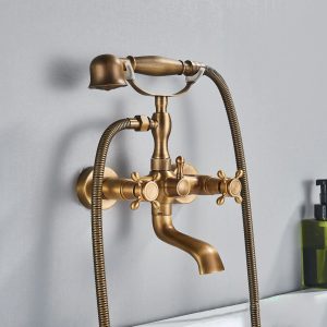 robinet baignoire rétro doré