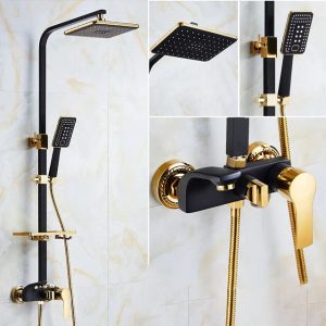 Robinet salle de bain noir doré