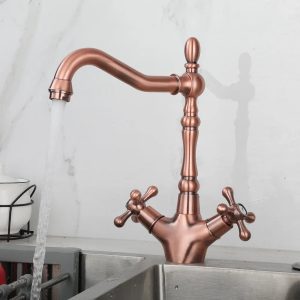 laiton robinet cuisine double poignées