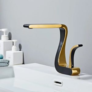 robinet lavabo noir laiton