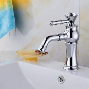 robinet lavabo diamant argenté