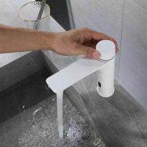 mitigeur rond blanc laiton