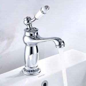 robinet lavabo rétro argenté