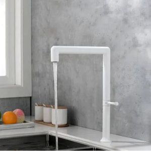 robinet évier minimaliste blanc