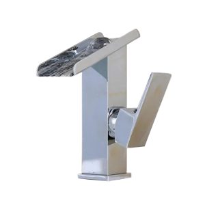 Robinet lavabo cascade rectangulaire argenté