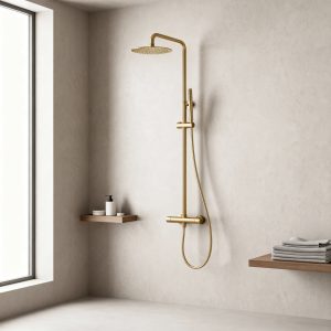 colonne douche mitigeur or doré