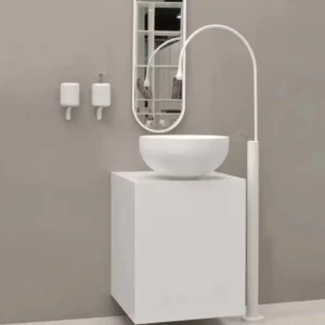 Robinet lavabo sur pied goutte d'eau en laiton blanc