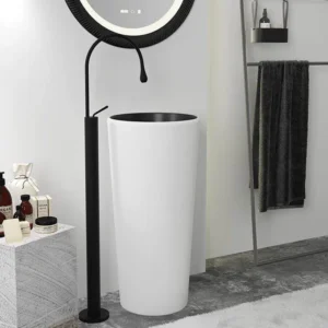 Robinet lavabo sur pied goutte d'eau doré