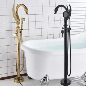 Robinet baignoire sur pied cygne douchette vintage ou moderne