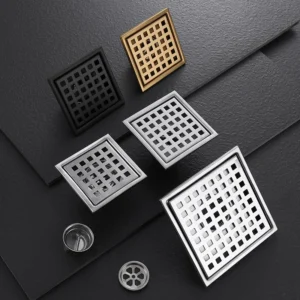 Drain de sol en acier inoxydable avec grille carrée à carreler
